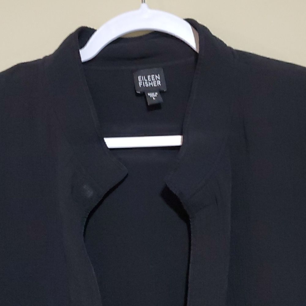 EILEEN FISHER Black Open Front Jacket - Size Large‎ - Picture 3 of 7